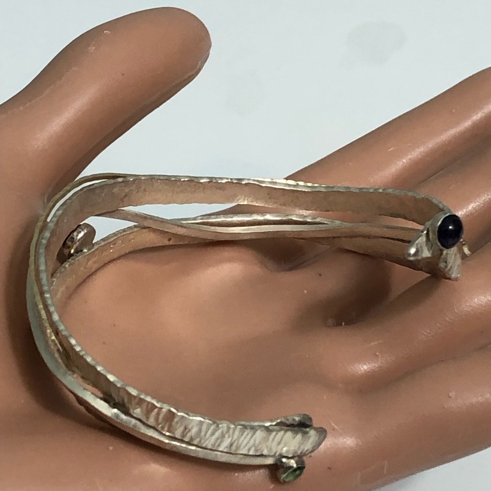 Vtg sterling silver Two Tone cuff bracelet women 28g - Picture 14 of 15